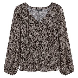 NWOT Banana Republic Cheetah Split Neck Tie Top Blouse